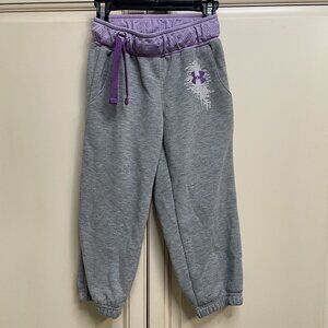 Under Armour Girls Joggers Sweatpant (cropped length) | Gray Purple Logo | Youth